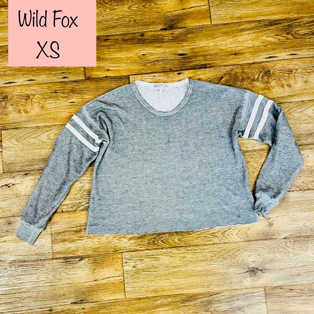 WildFox Gray Sweatshirt with wool-like material inside size XS CROPPED